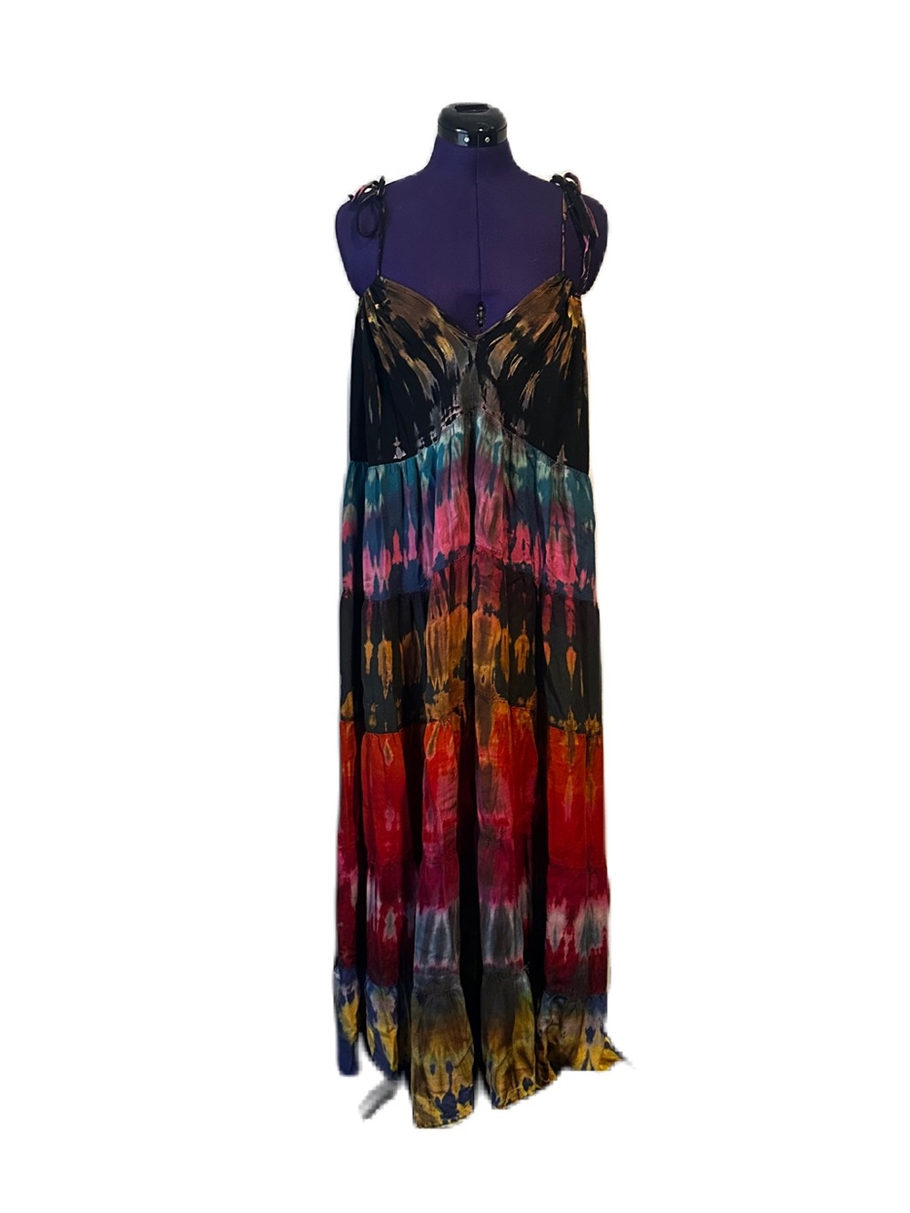 Colorful Dark Tie Dye Maxi Dress